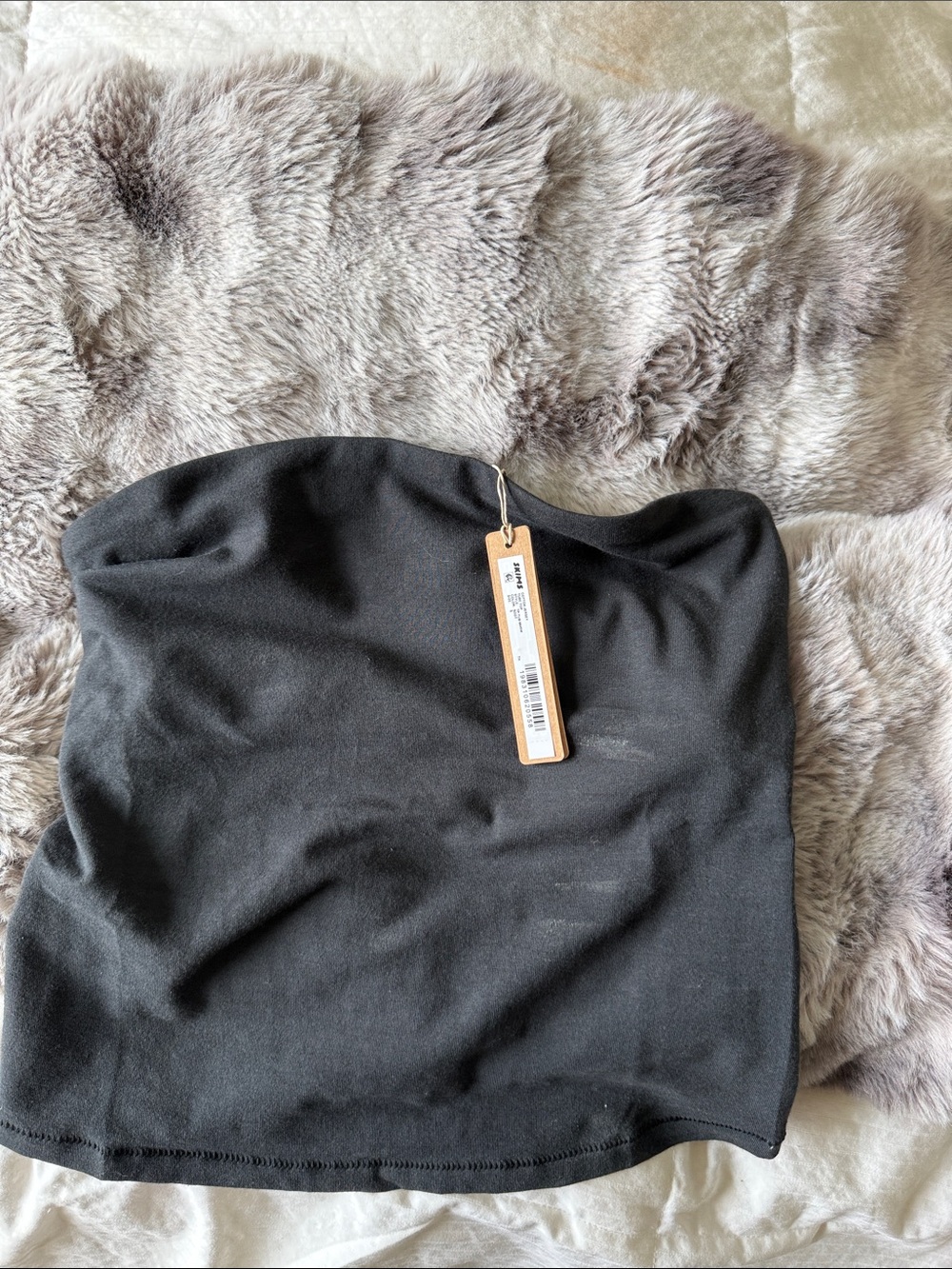 SKIMS Black Cotton Jersey Strapless Tube Top with Tag